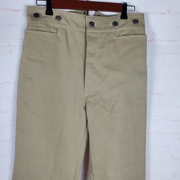 WAH Maker Striped Frontier Pants Mens 30x36 Western Buckle Back Tan Cotton - Picture 7 of 15